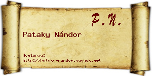 Pataky Nándor névjegykártya