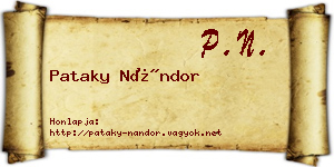 Pataky Nándor névjegykártya